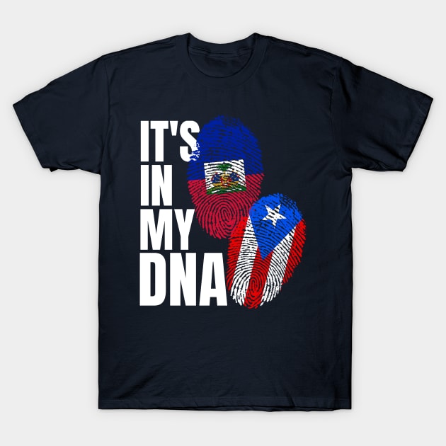 Haitian And Puerto Rican DNA Flag Heritage Gift T-Shirt by Just Rep It!!